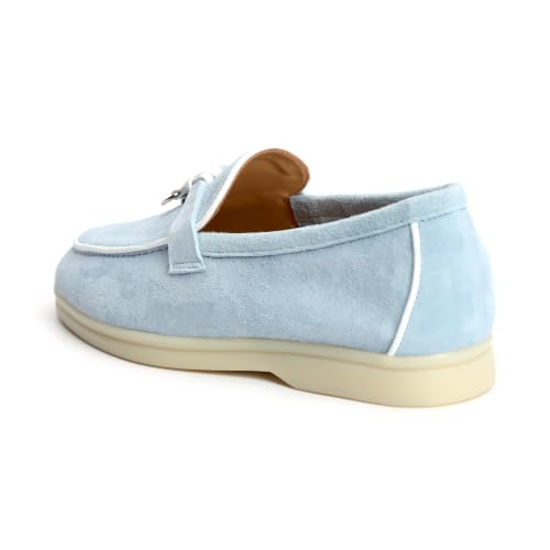 Image of XOBZJH Women's Leather Suede Loafers Flats - Slip-On Penny Loafers with Soft, Comfortable Driving & Dress Shoes for Casual Office Work All Day