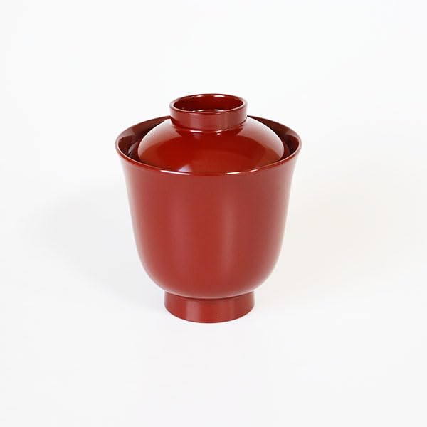 Small Lidded Soup Bowl Echizen Lacquerware Vermilion 6oz Dishwasher Safe