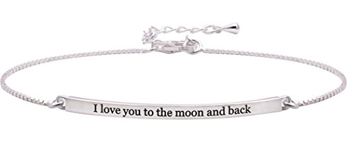 ALOV Jewelry Sterling Silver  I love you to the moon and back  Chain Bracelet