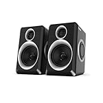 Computer Speakers, 2.0 Speakers for PC or Laptop, 3.5mm Aux Input, USB-Powered PC Speakers with Deep Bass, Suitable for Desktop Computers/Laptops Built in 4 Speaker Diaphragms (Black+Sliver)