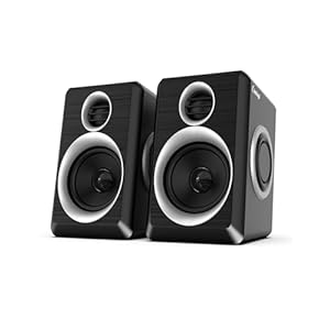 Computer Speakers, 2.0 Speakers for PC or Laptop, 3.5mm Aux Input, USB-Powered PC Speakers with Deep Bass, Suitable for Desktop Computers/Laptops Built in 4 Speaker Diaphragms (Black+Sliver)