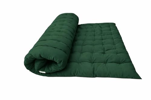 Image of ATOOTFUSION Soft Cotton Quilt | Foldable Light Weight Filled Single Firm Cotton Quilt Mattress| Gadda (Solid Coloured, 2 Sleeping Capacity, 5 x 6 ft or 72 x 60 Inches Queen) (Bottle Green)