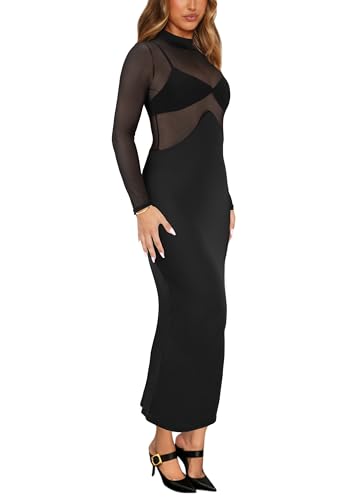 Image of Atyfuniby Women's Sexy 3 Piece Outfits Mesh See Through Ruched Midi Dresses + Crop Tank Tops + Skinny Shorts Sets Clubwear