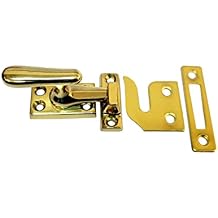 QCAA Solid Brass Casement Fastener Window Lock, Small, Polish Brass, 1 Pack
