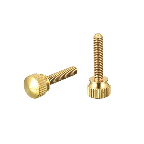 sourcing map 2 tornillos moleteados para el pulgar, pernos de hombro de latón M4 x 20 mm, cierres e