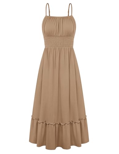 GRACE KARIN Women's Summer Maxi Dress 2026,Smocked Ruched Bust Sundress