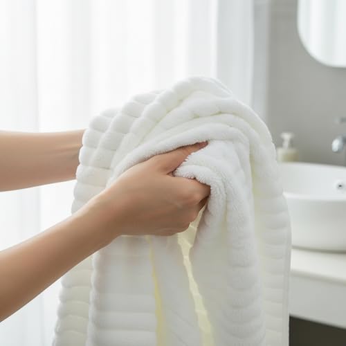 Image of 6 Pack Soft Microfiber Hand Towels for Bathroom, 16 inchx30 inch, White | Face Towels, Highly Absorbent, Quick Dry, Low Lint, Hanging Loop, Lightweight Towels for Guest Bath, Gym, Travel & Kitchen