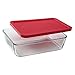 PYREX Containers Simply Store 6-cup Rectangular Glass Food Storage Red Plastic Covers ... (Pack of 4 Containers)