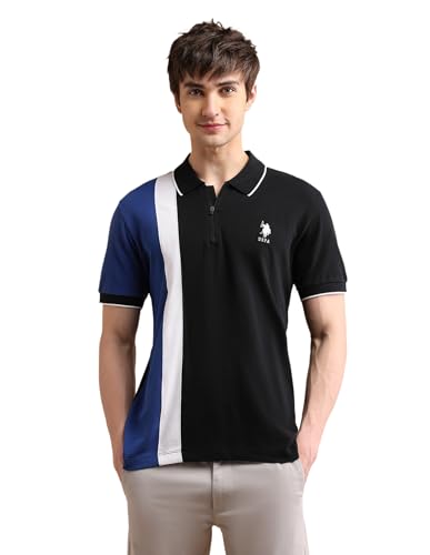 Image of U.S. POLO ASSN. Slim Fit Polo T Shirts for Men - 100% Cotton, Half Sleeves Mens Tshirt