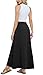 Askyes Women's Black Maxi Skirts Elastic High Waisted Tie Knot Casual Flowy Beach Boho Long Skirts with Pockets,XL