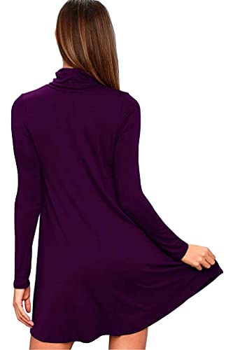 Image of KEEDONE Women's Long Sleeve Turtleneck Casual Loose T-Shirt Dresses
