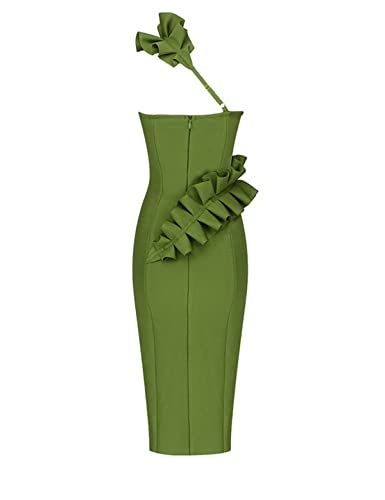 houstil Women's One Shoulder Wedding Guest Dress Side Split Bandage Bodycon Midi Cocktail Club Dresses2