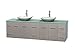 Wyndham Collection 80" Double Bathroom Vanity in Gray Oak, Green Glass Countertop, Arista White Carrera Marble Sinks, and No Mirror