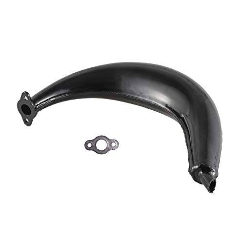 HGC 40mm Half Moon Banana Silencer Muffler Exhaust Pipe Bigger High Performance For 49cc 60cc 66cc 80cc 2-Stroke Engine Motor Motorized Motorised Bicycle Bike Upgrade Black