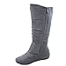 TOP Moda Bank-81 Women's Fashion Round Toe Flat Heel Zipper Buckle Slouchy Mi.,Grey,6