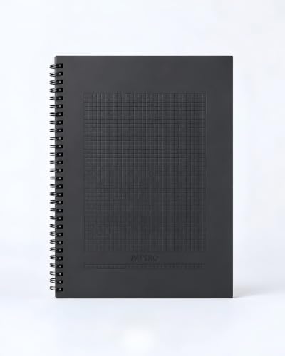 Image of PaperO Professional A4 Square Grid Notebook | 5MM Square Graph Design | A4 Size (8.5 x 11 inches) | Ideal for Architects & Designers | Kraft Cover | 100 Pages | (Black Cover Grid Book)