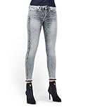 g star 3301 jeg skinny wmn Ausgefranster Beinsaum G-STAR RAW Womens 3301 Mid Waist Skinny Ripped Ankle Jeans, Faded Seal Grey A634-C274, 31W / 32L
