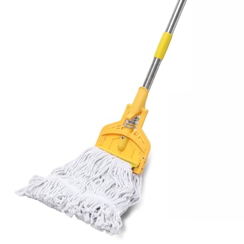 Image of 61 Inch Commercial Cotton Mop for Floor Cleaning with Long Handle Heavy Duty Industrial Mop Stick for Garage Warehouse Office Home,1 Pack