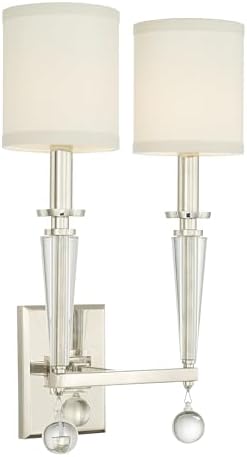 Crystorama Paxton 2 Light Polished Nickel Sconce