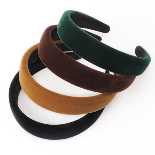 DRESHOW 4 Pcs Velvet Wide Headbands for Women...