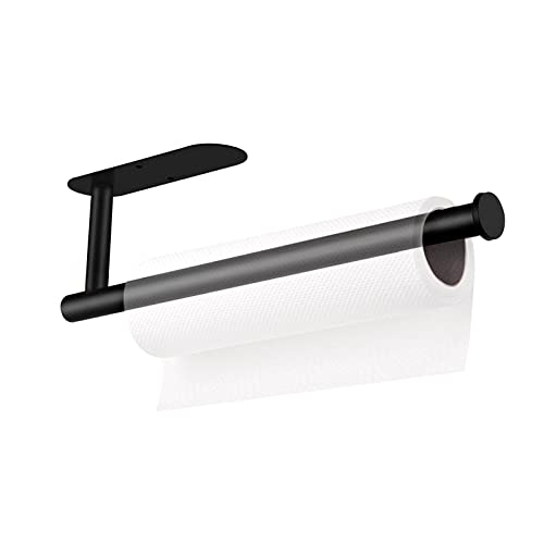 Soporte para toallas de papel, soporte para toallas de papel autoadhesivo para cocina, baño, debajo del gabinete, soporte para rollos de toallas de papel, color negro Cover