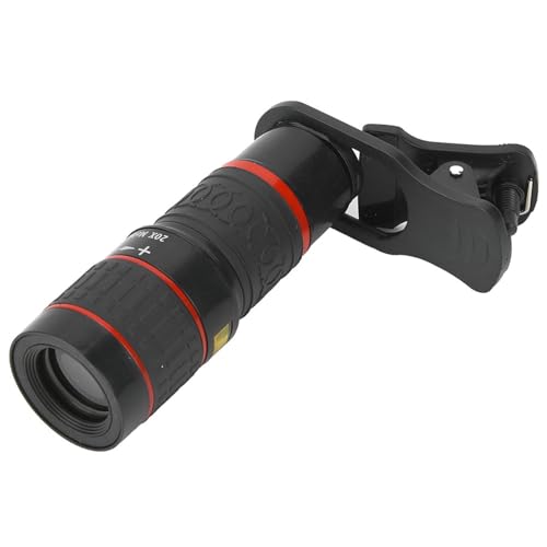 Acouto 20X Telephoto Lens, Long Focus Zoom Telephoto Lens with Clip for Smart Phone Tablet PC Black