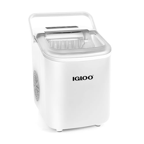Igloo Automatic Self-Cleaning Portable Electric Countertop Ice Maker Machine With Handle, 26 Pounds in 24 Hours, 9 Ice Cubes Ready in 7 minutes, With Ice Scoop and Basket, White