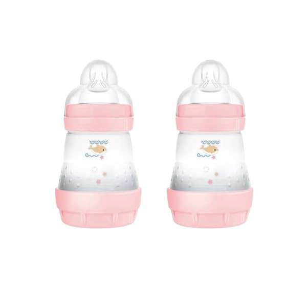 MAM Easy Start Anticolica Babyflasche im 2er Set, mit SkinSoftTM Silikon-Sauger, 0+ Monate, 160 ml, rosa