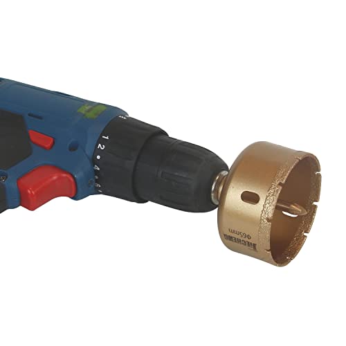 Image of Brazed Diamond 2-1 /2 inch Hole Saw with Center Drill Bit | Ceramic, Porcelain, Tile, Glass, Granite Quartz, Marble, Gemstone, Dry Drilling, 65mm