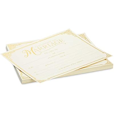 Juvale Marriage Certificate - 11 x 8.5 Inches, Ivory, 48-Pack - Blank Certificates with Gold Foil Edges & Lettering
