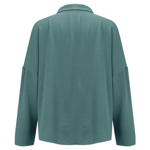 3/4 Sleeve Button Down Shirts for Women Dressy Casual V Neck Solid Shirts Loose Fit Spring Tops for Women4