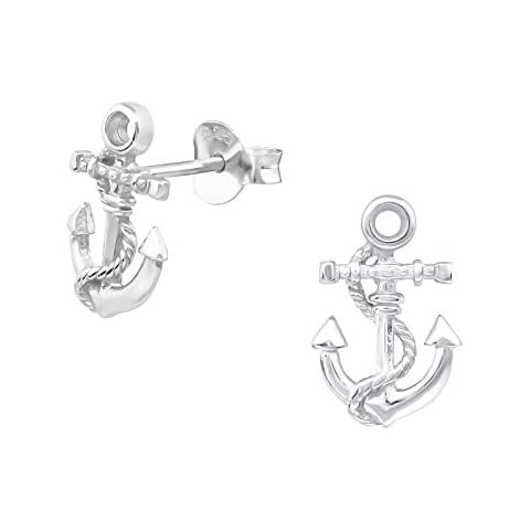 AUBE JEWELRY Hypoallergenic 925 Sterling Silver Anchor Stud Earrings for Women Cover