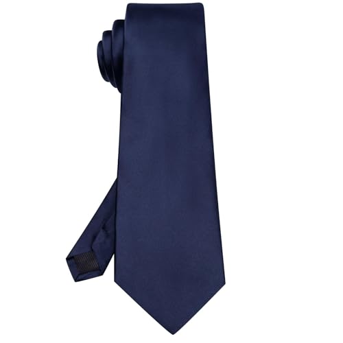 Image of Hi-Tie Men's Extra Long Solid Satin Tie Set 63 Inch /70 Inch Formal Necktie