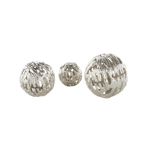 Deco 79 Aluminum Metal Abstract Metallic Cutout Orbs & Vase Filler, Set of 3 7", 6", 4" H, Silver by Deco 79 - Image 7