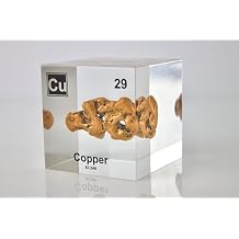 Authentic Copper Element Cube, 2x2x2 Inches, Encased in Crystal-Clear Lucite Acrylic, Authentic Sample of Copper, Handmade in The USA by Engineered Labs, Perfect for Display or Educational Purposes