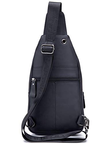 BULLCAPTAIN Mens Leather Crossbody Bag Shoulder Sling Bag Casual Daypacks Chest Bags for Travel Hiking Backpacks - Image 4