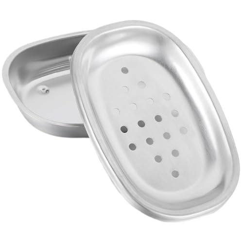 Stainless Steel Soap Dish Soap Dish for Bathroom Shower Double Layer Draining Soap Box with Drainage Metal Soap Dishes Holder Shower Countertop Tray Silver