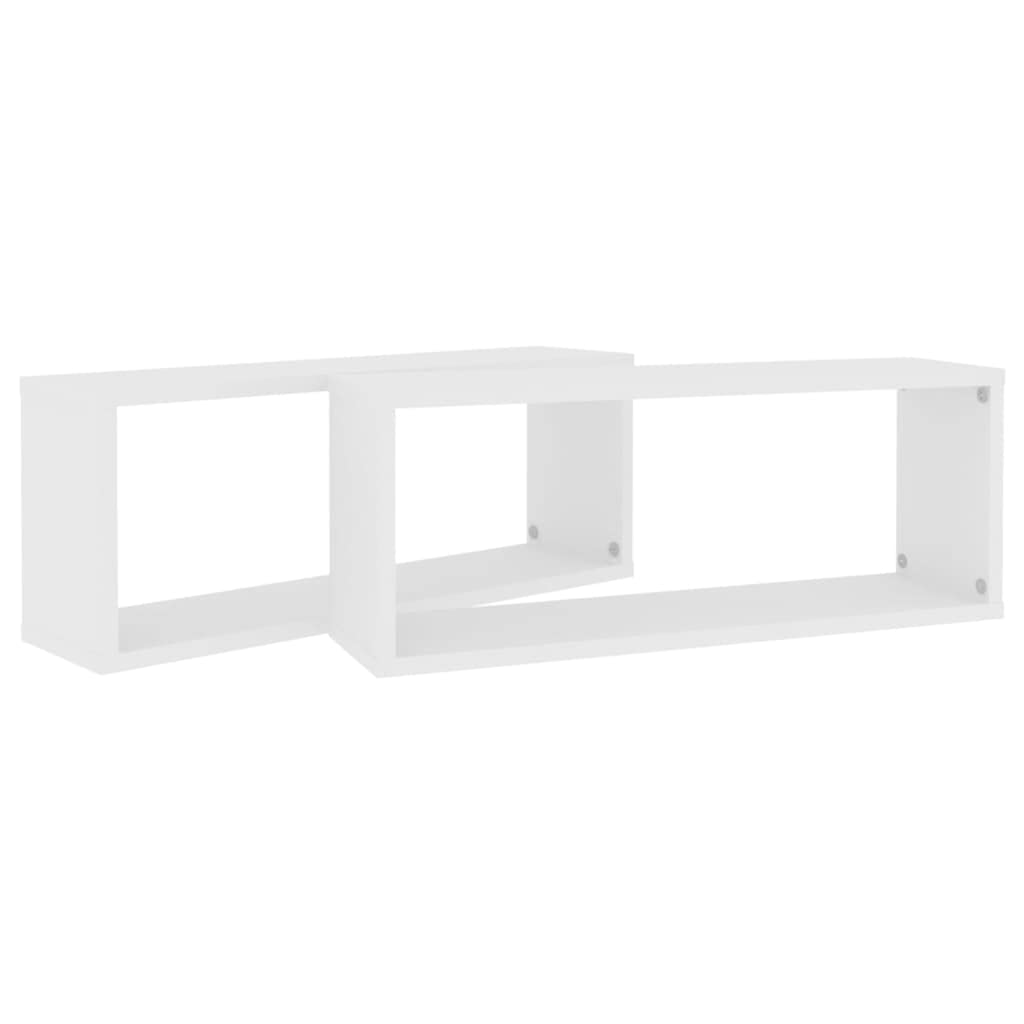 Generico Mensole Parete a Cubo 2pz Bianche 60x15x23 cm Legno Multistrato,Mobili,Scaffalature,Scaffali e mensole per pareti-807133