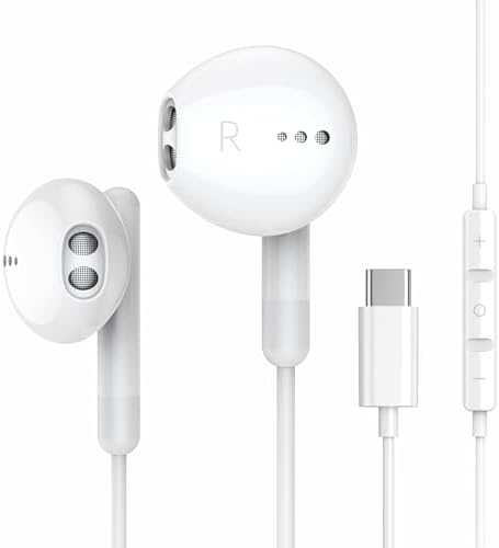 USB C Kopfhörer für iPhone Duo 18 17 16 15 Pro Max Plus iPad Pro In-Ear Kopfhörer mit Kabel USB C, Mikrofon, Lautstärkeregler für Samsung S26 S25 S24 S23 S22 A36 S56 A26 Google Pix