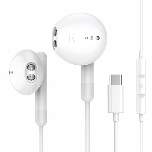 USB C Headphones for iPhone 17 16 15 Pro Max Plus iPad Pro USB C Earphones with Microphone Volume Control USB C Wired Earbuds USB Type C Earphone for Google Pixel 8 Samsung S26 S25 S24 S23 S22 S21 A55