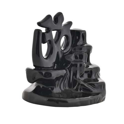 Image of Ceramic Om Shape Backflow Smoke Fountain Incense Holder for Home Decor Gifts with 30 Smoke Cones by Craftam