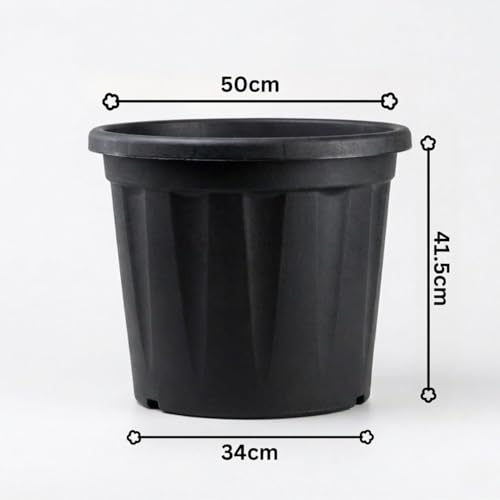 Image of 20 Inch Heavy Duty Plastic Planter | Grower Pot /Garden Pot for Home & Garden (Black) (Pack of 1)
