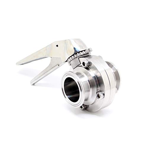 Qiimii Sanitary Stainless Steel 304 Tri Clamp Butterfly Valve With Trigger Handle And Epdm Seal, 1.5" Tube Od (2 Pack) #TOP3