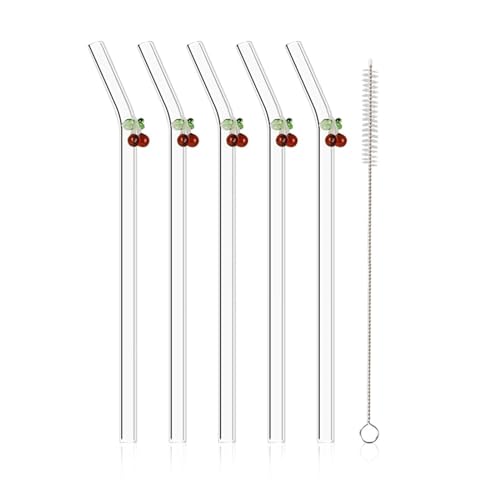 XUMKFJRE Pajitas Juego de pajitas de Vidrio, Herramienta de Barra Reutilizable for café, té, Cerveza, cóctel para Batidos(A3)