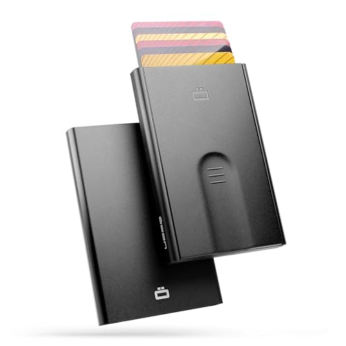 Automatic aluminium card holder RFID protection original slim and minimalist wallet for men and women capacity 1 to 6 cards Slider model