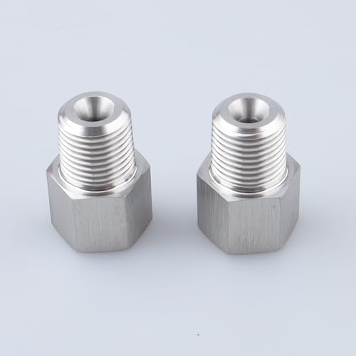 Image of AC PERFORMANCE M10x1.0 Inverted to 1 /8x27 NPT Fittings Stainless Steel 2PCS | Female inverted to male thread adapter, stainless steel for automotive brake lines