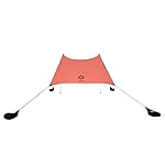 Neso Portable Beach Tent Sun Shelter with Sand Anchor - Lightweight Beach Shade Canopy - Easy Setup for Family Outings - Patented Reinforced Corners - UPF 50+ Sun Protection - 7 x 7ft - Coral