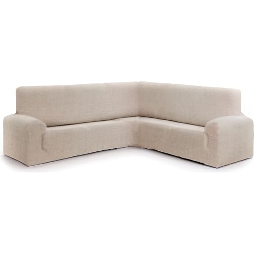Housse de canapé d'angle protecteur élastique lin avec mousse de fixation