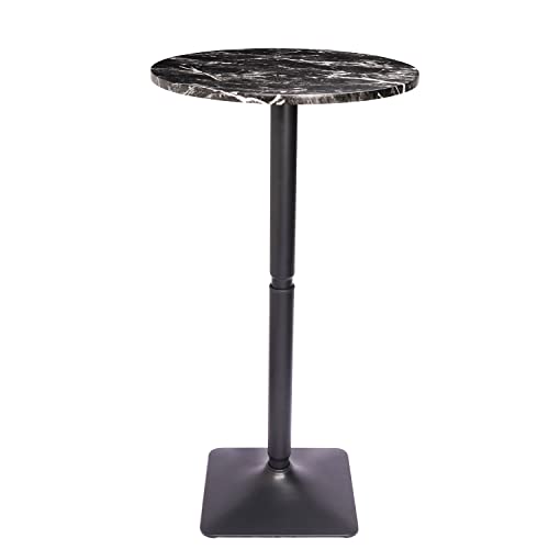 Vilavita Mdf Bar Table Round Detachable Pub Table With Metal Leg And Square Base, 21.65 Inch Top And 40.55 Inch Height #TOP1