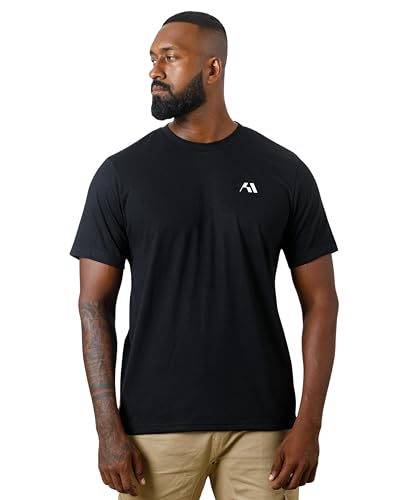 Men's Stretch Cottton Crew Neck Gym T-Shirts – Short Sleeve Athletic Fit, White, Blue & Black, S-4XL
